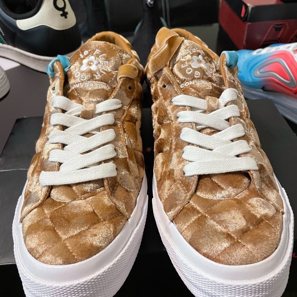 Converse Golf Le Fleur x One Star 'Quilted Velvet Brown Men Sz 10 New No Box - Picture 8 of 9